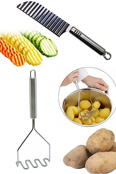 Genel Markalar Şekilli Patates Bıçağı + Metal Patates Ezici