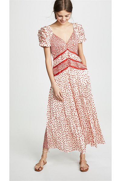 nish for you Red Detail Midi Design Dress