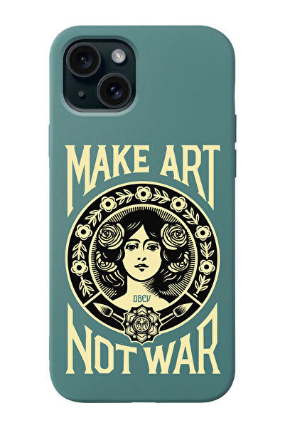 shoptocase Iphone 15 Uyumlu Make Art Not War Desenli Lansman Telefon Kılıfı