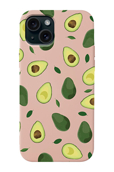shoptocase Iphone 15 Uyumlu Avokado Desenli Lansman Telefon Kılıfı