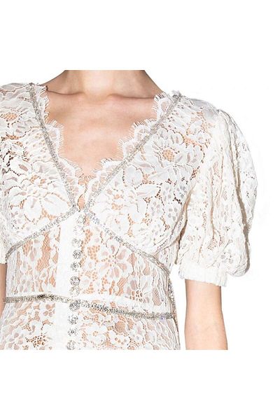 nish for you White Detail Midi Design Dress
