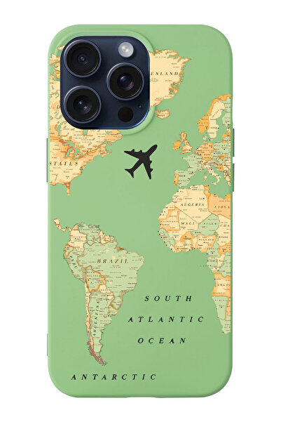 shoptocase Iphone 15 PRO Uyumlu Eski Dünya Haritası Desenli Lansman Telefon K...