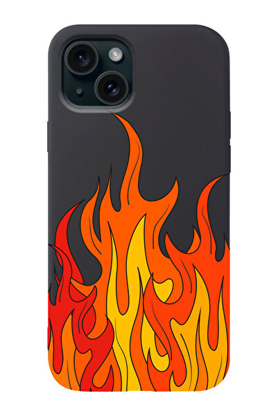 shoptocase Iphone 15 Uyumlu Alevler Desenli Lansman Telefon Kılıfı