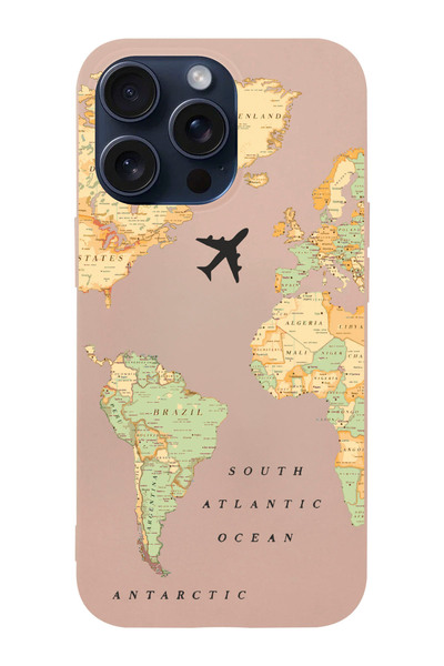shoptocase Iphone 15 PRO Uyumlu Eski Dünya Haritası Desenli Lansman Telefon K...