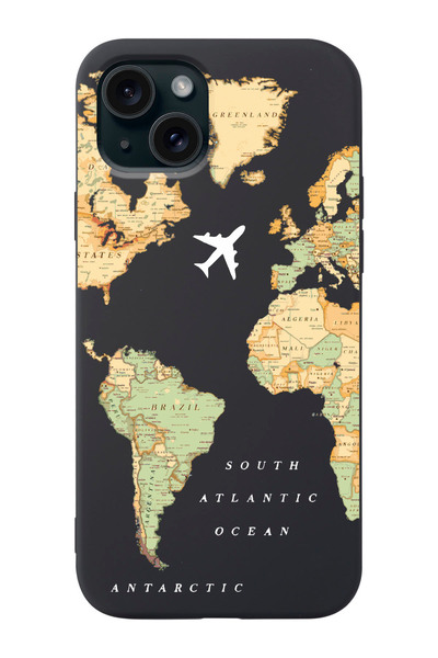 shoptocase Iphone 15 Uyumlu Eski Dünya Haritası Desenli Lansman Telefon Kılıfı