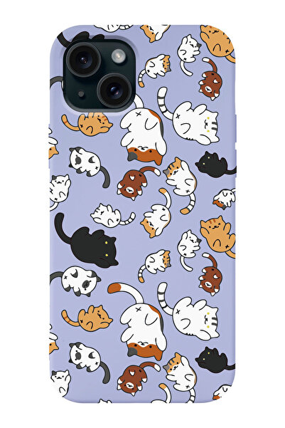 shoptocase Iphone 15 Uyumlu Kedicikler Desenli Lansman Telefon Kılıfı