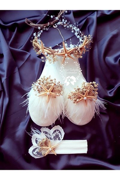 Şeker Tadında Tasarımlar Starfish Maternity Crown Slippers Baby Band Set