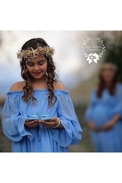Şeker Tadında Tasarımlar Starfish Maternity Crown Slippers Baby Band Set