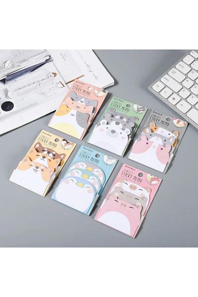 NaSaDAN Sweet Animals Adhesive Note Paper Postit 1 Piece 45 Sheets