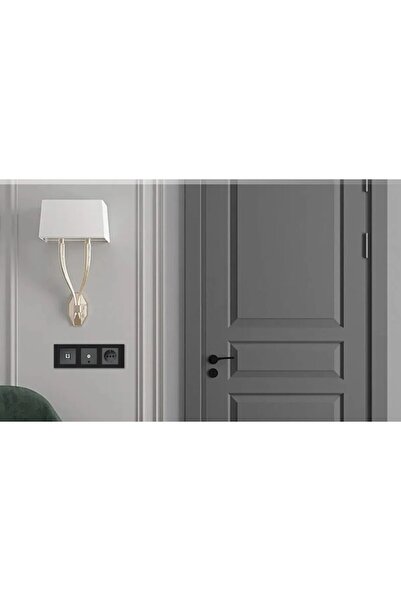 OVİVO Grano Metalik Siyah çerçeve (Topraklı Priz ve Komütatör Anahtar füme )