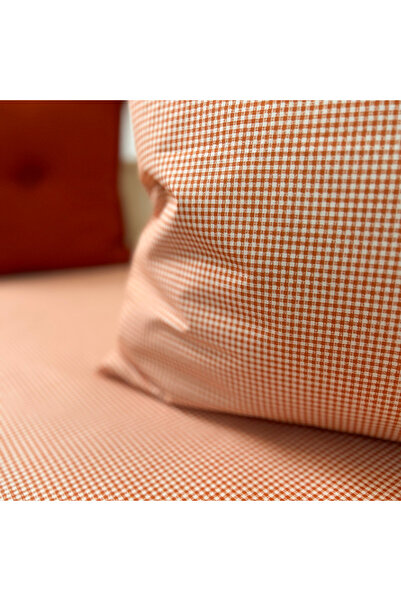 MundoLindo 100% Natural Cotton Gingham Single Elasticless 2 Piece Sheet Set Light Cinnamon