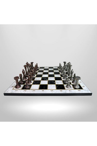Metalicraft Mc07 Metalicraft Premium Metal Chess Set – Marble Pattern Board – Handmade Antique Metal Stones