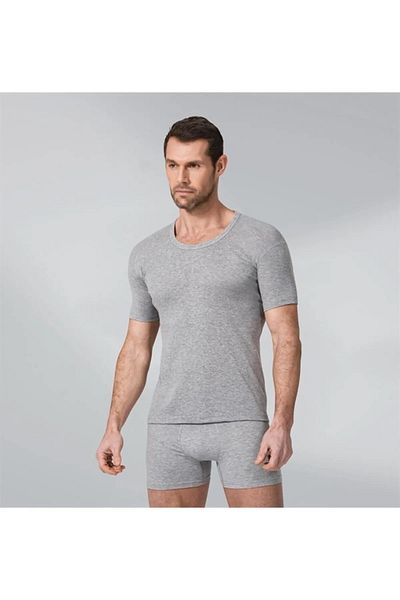 Namaldı Men's Rib Cotton Crew Neck [Open Collar] Half Sleeve Undershirt 3 Pieces