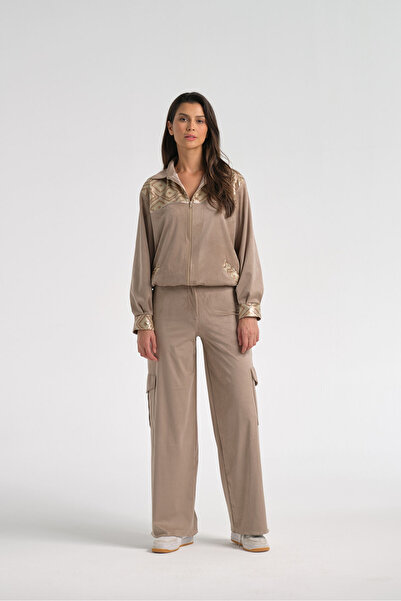 Nur OSKAY Heidi, Nubuk Kumaş Bomber Ceket, Kargo Pantolon Takım