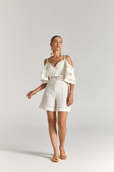 Nur OSKAY Mono,Beyaz Bluz Şort Takım