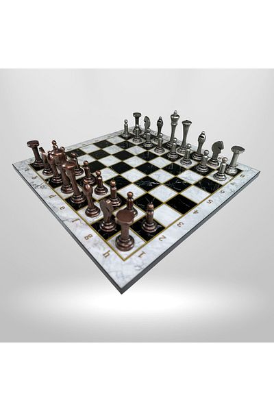 Metalicraft Mc07 Metalicraft Premium Metal Chess Set – Marble Pattern Board – Handmade Antique Metal Stones