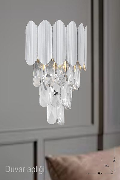 Avizemoda Rossa Crystal Prism Stone Luxury Sconce - (Silver Gilt Color)