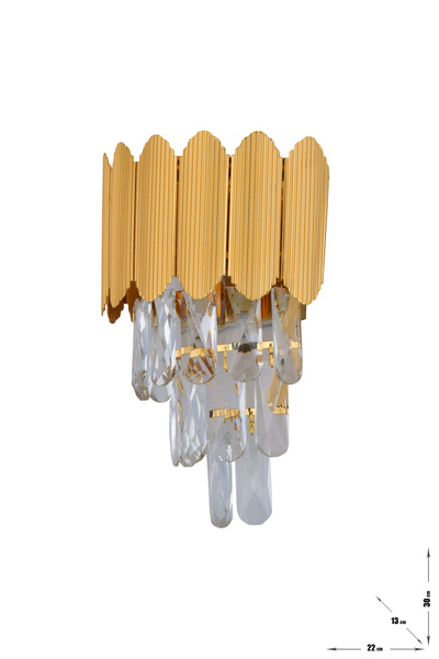 Avizemoda Rossa Kristal Prizma Taşlı Lüks APLİK - (Sarı Yaldız Renk)