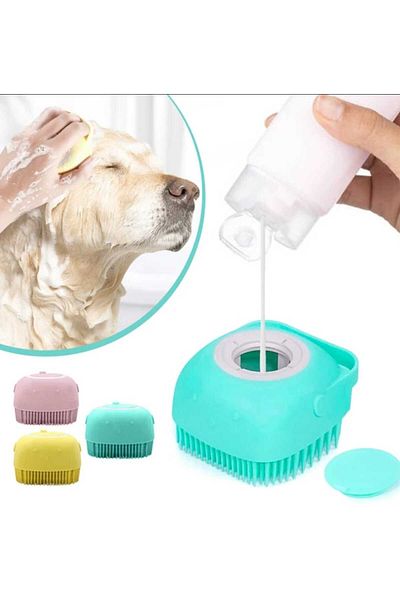 Dalian Home Silicone Cat Dog Pet Washing Brush with Shampoo Chamber Massage Brush
