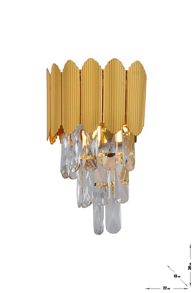 Avizemoda Rossa Crystal Prism Stone Luxury Sconce - (Yellow Gilt Color)