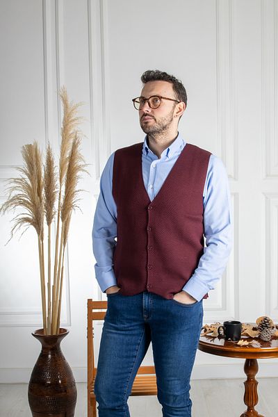 Sarar Interview Wraps Claret Red Knitwear Vest