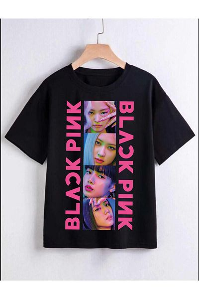 Pisa Art Blackpink Μαύρο ροζ εμπριμέ παιδικό μπλουζάκι