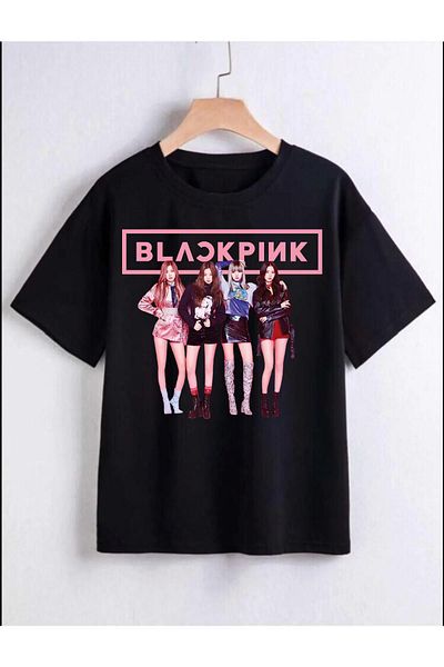 Pisa Art Детска тениска с щампа Blackpink в черно и розово