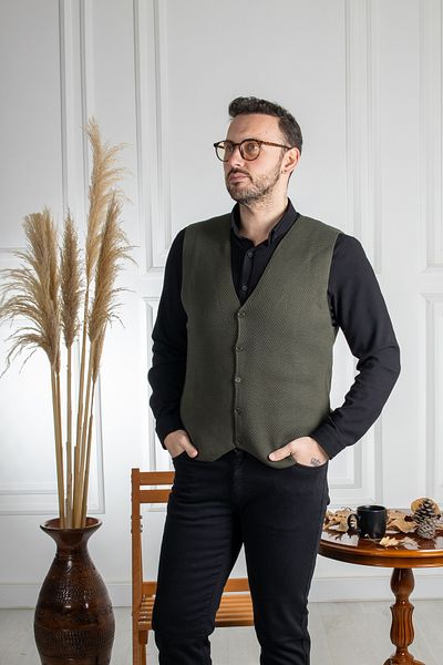 Sarar Interview Wraps Khaki Green Knitwear Vest