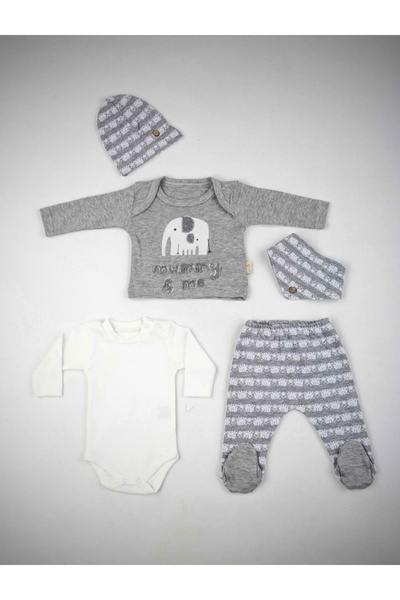 Özgün Baby Fil Nakışlı Erkek Bebe 5 li Takım