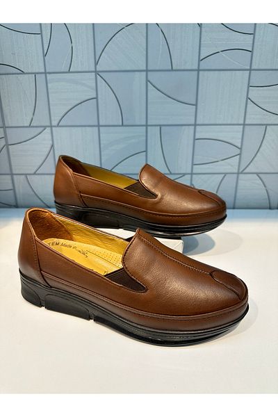 Anıl Ayakkabı Castle 42637 Women's Brown Genuine Leather Orthopedic Lightweight Summer Casual Shoes 36-41