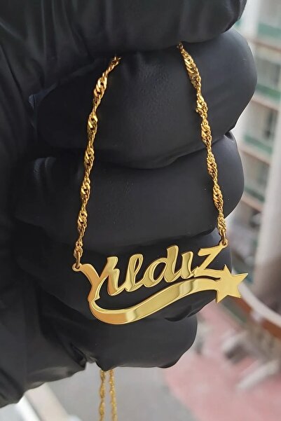 ESFA TAKI 925 Ayar Gümüş 24 Ayar Altın Kaplama Isimli Yıldız Kolye