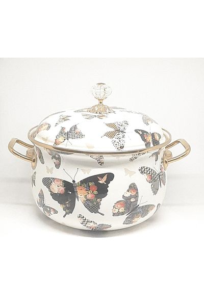 Avşar ENAMEL HOUSE 22 CM, 3.5 LITER PATTERNED ENAMEL POT