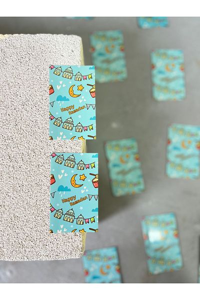 Meyofficial Ramadan Themed Happy Ramadan Written Stickers 8*5 cm 30 pcs
