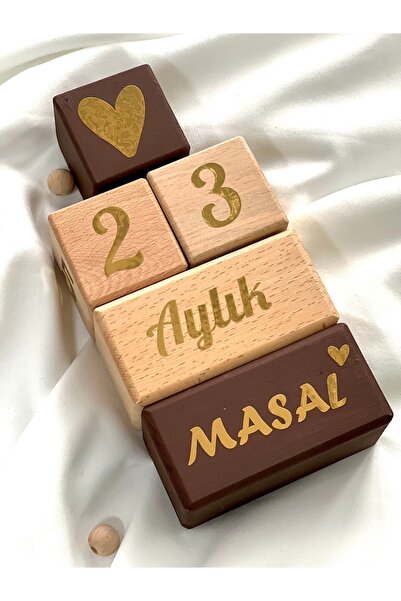 mogokids Kahverengi gold bebek anı küpü bebek fotograf çekim dekor,isimli beb...