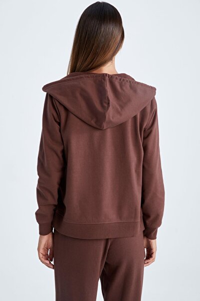 DeFacto Regular Fit Kapüşonlu İnce Sweatshirt Kumaşı Hırka