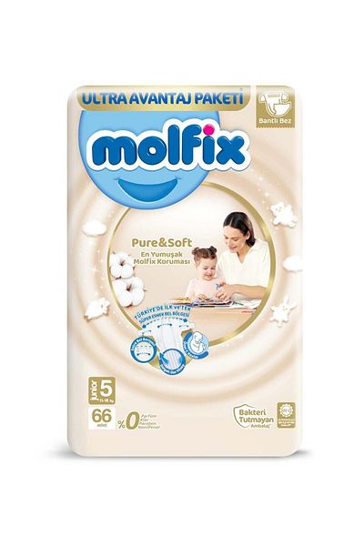 Molfix Pure&Soft Junior Size 5 Baby Diapers 66 Pcs