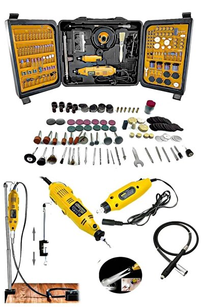 MOONSHOP Pro Seri 350 Parça Çift Makinalı Çok Fonksiyonlu Gravür Oyma Dremel Taşlama Zımpara Kesme Set