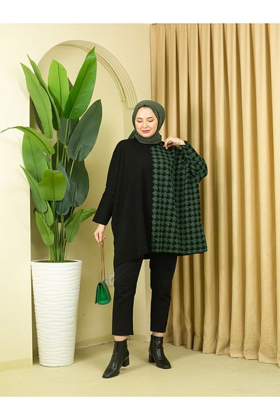 Kayaka triko Knitwear Houndstooth Poncho Tunic