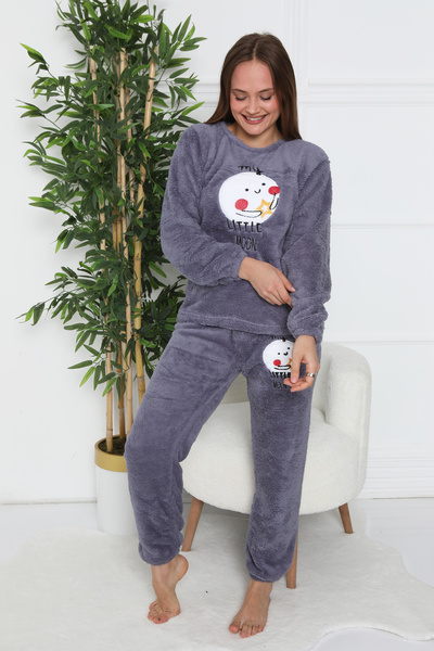 FAMES PİJAMA Wellsoft Fabric Winter Women's Penguin Pattern Pajama Set