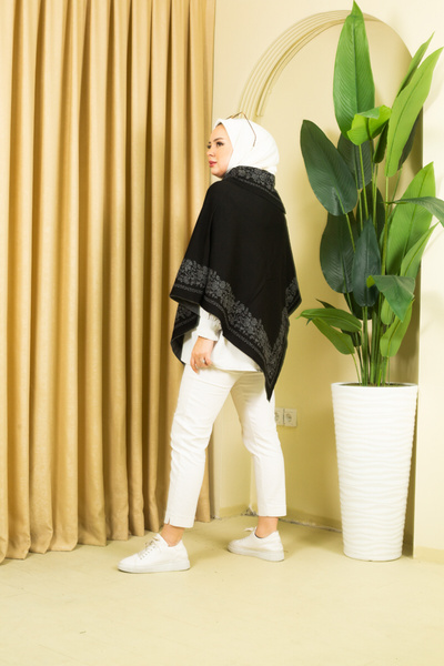 Kayaka triko women's rose patterned triangle poncho