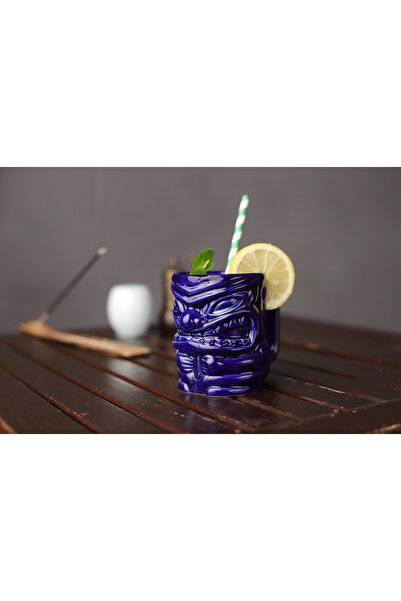 ARVALE Tiki Kokteyl Ve Meşrubat Bardağı Kulplu 350 ml Lacivert Kupa C3