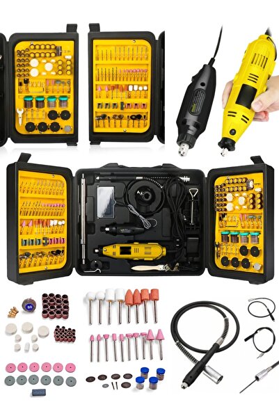MOONSHOP Pro Seri 350 Parça Çift Makinalı Çok Fonksiyonlu Gravür Oyma Dremel Taşlama Zımpara Kesme Set