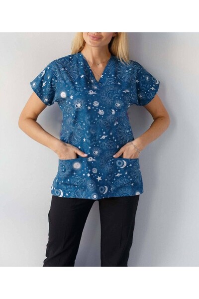 Myscrubs ليلة منقوشة طبيب ممرضة جيرسي الأعلى