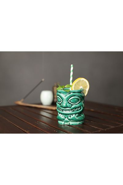ARVALE Tiki Cocktail and Soft Drink with Handle 350 ml Green Mug B5