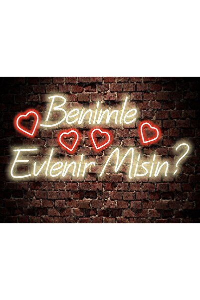 En Güzel Günde Benimle Evlenir Misin? Neon Led Işıklı Yazı 40*70 cm