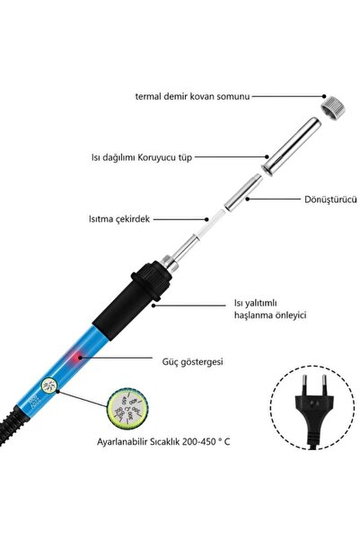 Havana Isı Ayarlı 37li Ahşap Yakma Kalemi Ve Elektrik Havya Seti 60w Fişli 3x1,5 Ttr