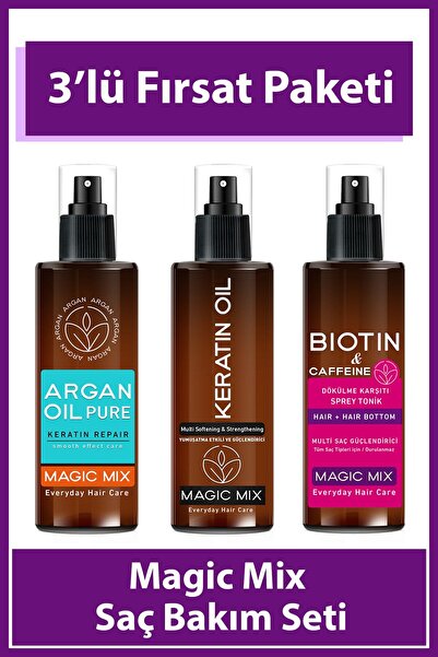 PROCSIN Argan + Keratin + Biotin & Caffeine Oil Üçlü Avantajlı Set
