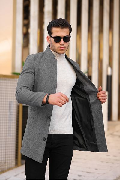Ser Joven Ανδρικό Smoked Slim Fit Stand παλτό γιακά