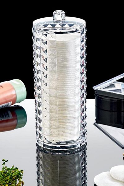 Flosoft Diamond 3-Piece Cotton Organizer, Disc Cotton Makeup Cotton Swab Ear Swab Set of 3
