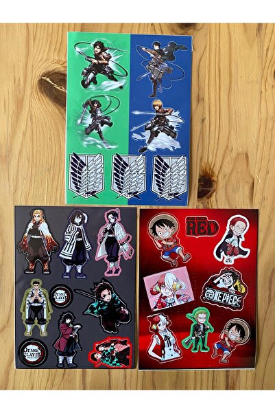 icase قطعة واحدة من ملصقات Attack on Titan Demon Slayer - مجموعة من 3 قطع